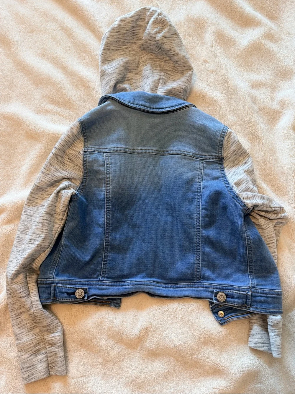 Cat & Jack Blue Denim Jacket with Light Gray Cat-Detail Hoodie